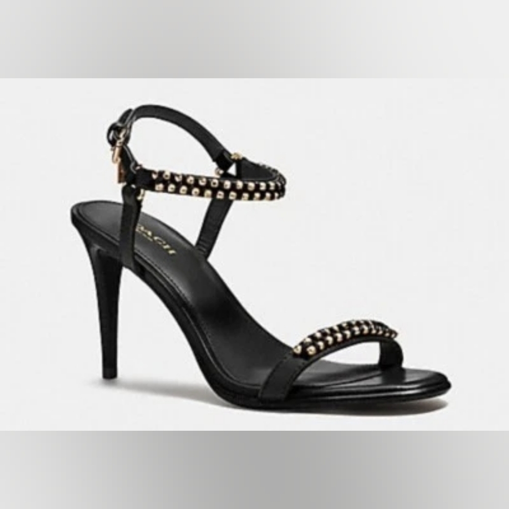 Coach Black and Gold Studded Heels SZ 7.5 Newer Used
